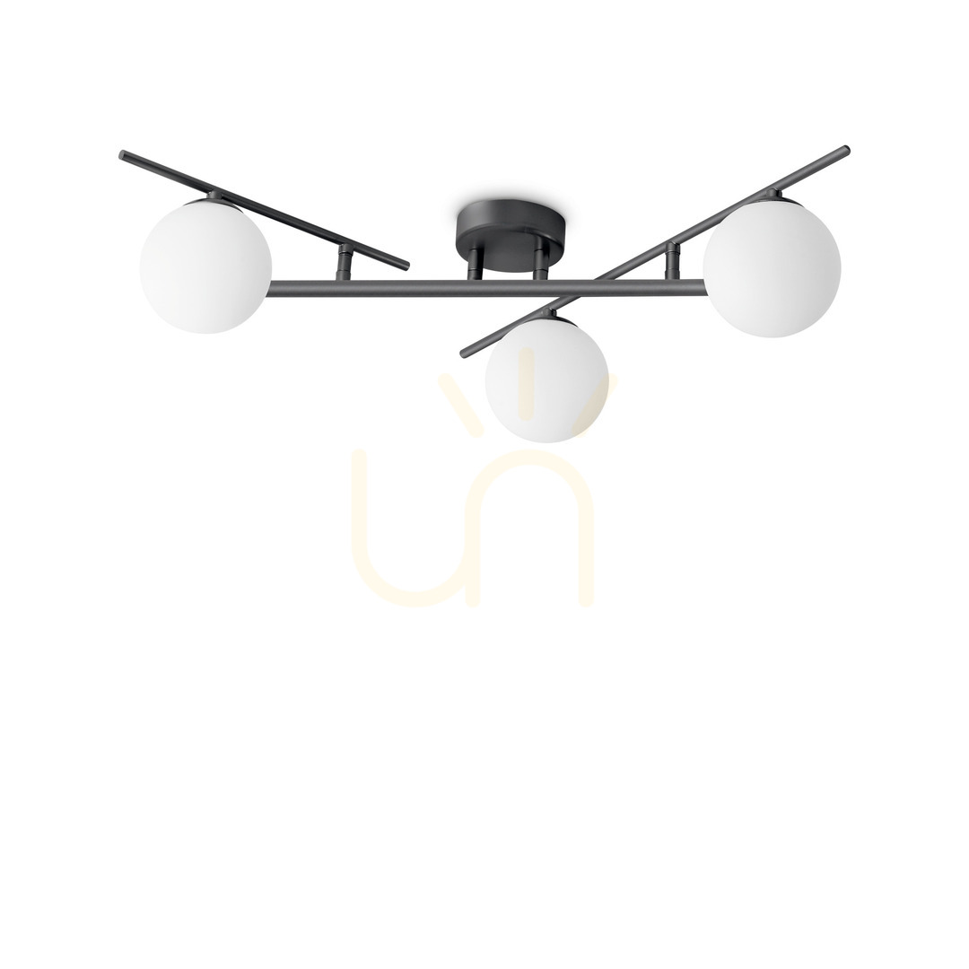 Plafond Ideallux Atlas PL3 Nero black metal glass 3xG9 50 cm 311357