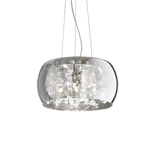 Check Pendant Light Ideallux Audi-80 SP5 Fume Smoke Glass Chrome 40 cm 197661