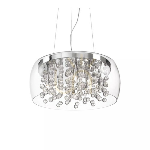 Check Pendant Light Ideallux Audi-80 SP8 Transparent Chrome Glass 50 cm 031750