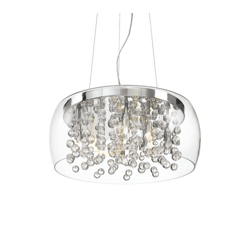 Check Pendant Light Ideallux Audi-80 SP8 Transparent Chrome Glass 50 cm 031750