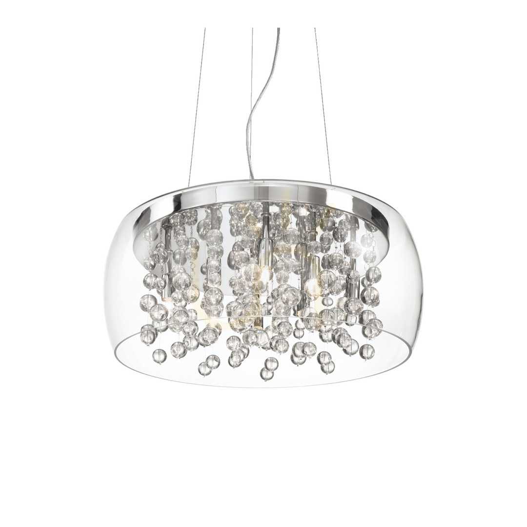 Pendant Light Ideallux Audi-80 SP8 Transparent Chrome Glass 50 cm 031750