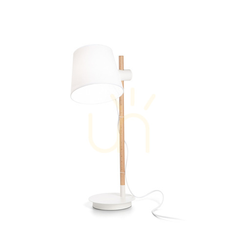 Check Table Lamp Ideallux AXEL TL1 White Wood Fabric 282091