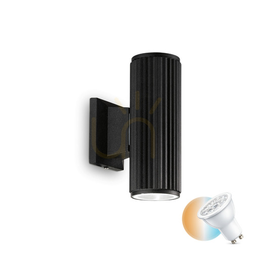 Check Outdoor Wall Lamp Ideallux Base AP2 Nero Black GU10 2-Light 129433