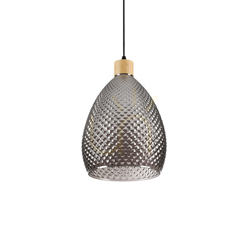 Check Pendant Light Ideallux Bergen 238746 Black Glass 24 cm E27