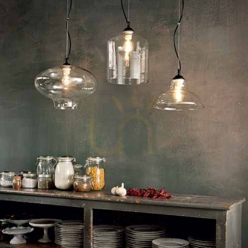 Check Pendant Light Ideallux Bistro SP1 Plate Fume Smoke Glass 28 cm 112343