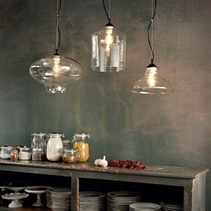 Pendant Light Ideallux Bistro SP1 Plate Transparent Glass 28 cm 112336 small 1