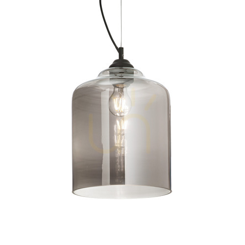 Check Pendant Light Ideallux Bistro SP1 Square Fume Glass Black 24 cm 112312