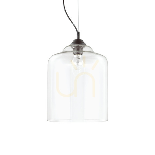 Check Pendant Light Ideal Lux Bistro SP1 Square Transparent Glass 24 cm 112305