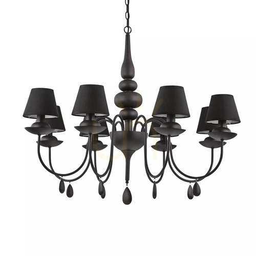 Check Pendant Light Ideallux Blanche SP8 Nero Black 8-Light 92 cm 111896