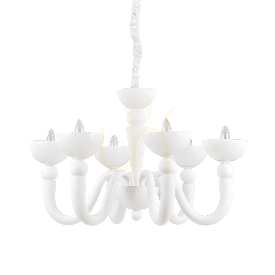 Pendelleuchte Ideallux Bon Bon SP6 Bianco weiß 6-flammig E14 80 cm 093994