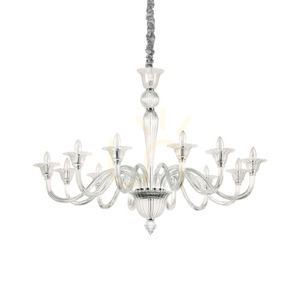 Pendant Light Ideallux Brigitta SP12 Transparent Glass 120 cm 199375 small 0