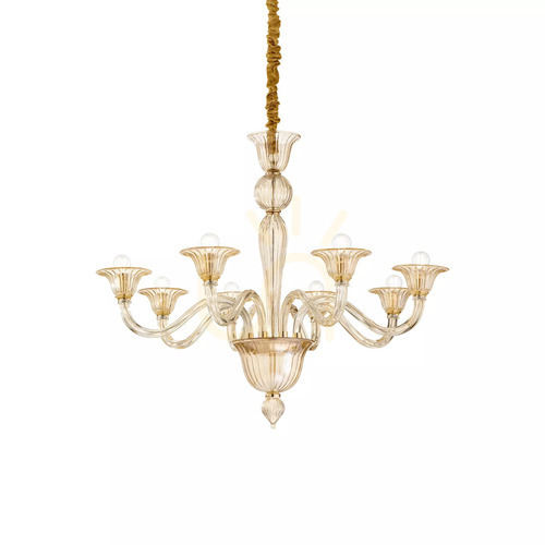 Check Pendant Light Ideallux Brigitta SP8 Ambra Amber Glass 89 cm 199412
