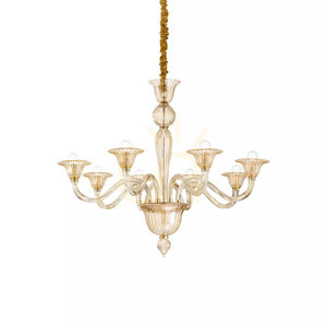 Pendant Light Ideallux Brigitta SP8 Ambra Amber Glass 89 cm 199412 small 1