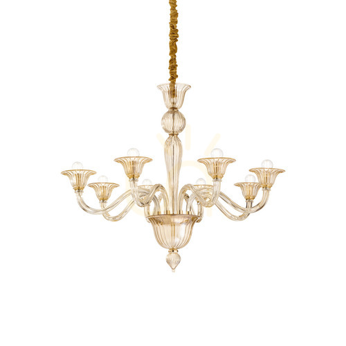 Check Pendant Light Ideallux Brigitta SP8 Ambra Amber Glass 89 cm 199412