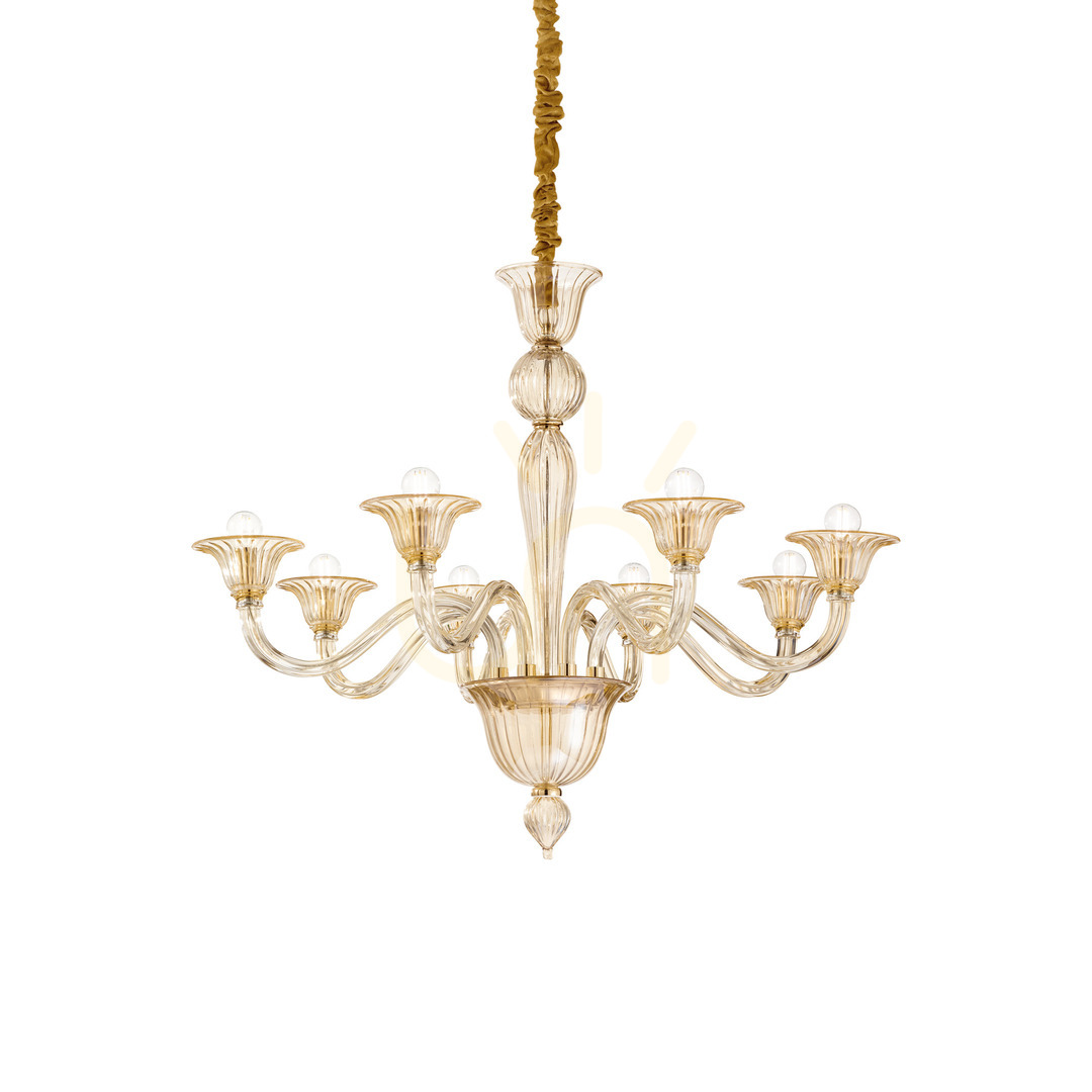 Pendelleuchte Ideallux Brigitta SP8 Ambra Gold Glas 8-flammig 89 cm 199412