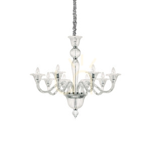 Pendant Light Ideallux Brigitta SP8 Transparent Glass 89 cm 199382 small 0