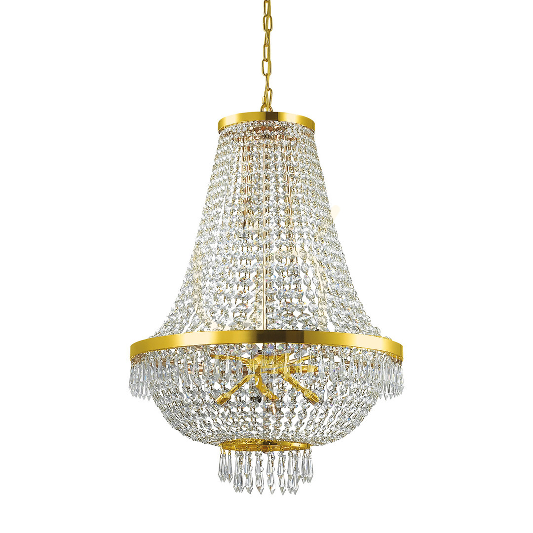 Pendelleuchte Ideallux Caesar SP12 Gold Kristall G9 12-flammig 114743