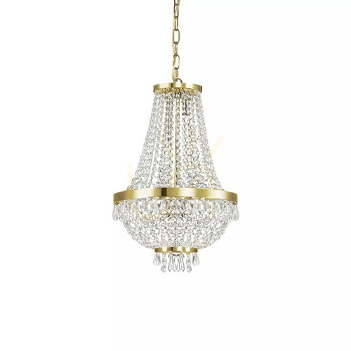 Check Pendant Light Ideal Lux Caesar SP6 Oro Gold Crystal Glass 38 cm 114729