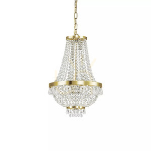 Pendant Light Ideal Lux Caesar SP6 Oro Gold Crystal Glass 38 cm 114729 small 1
