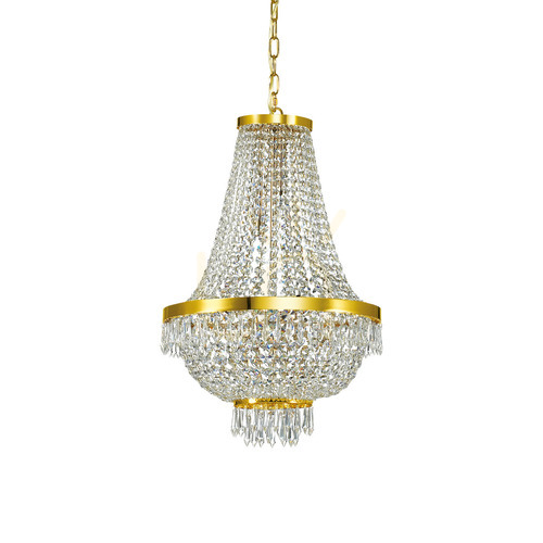 Check Pendant Light Ideallux Caesar SP9 Gold Crystal 45 cm 114736