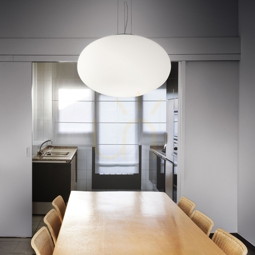 Check Pendant Light Ideallux Candy SP1 D50 White Glass 50 cm 086743