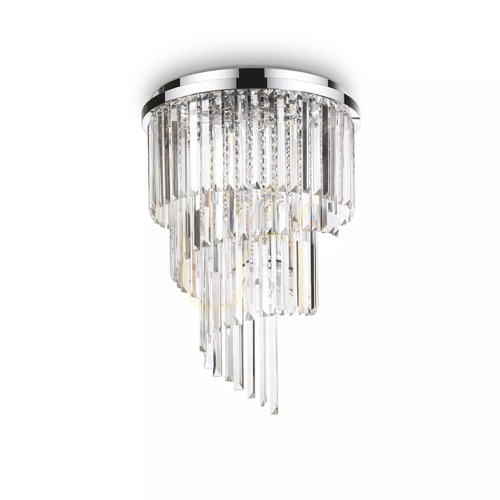 Check Plafond Ideallux Carlton PL12 Cromo chrome crystal 12xE14 50 cm 168937
