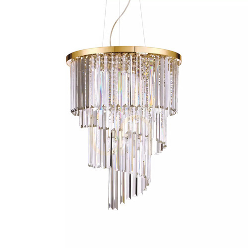 Check Pendant Light Ideallux Carlton SP12 Oro Gold Crystal 50 cm 213521
