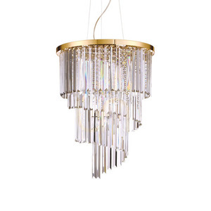 Pendant Light Ideallux Carlton SP12 Oro Gold Crystal 50 cm 213521 small 0