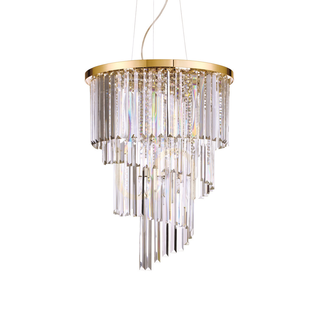 Pendelleuchte Ideallux Carlton SP12 Oro Gold Kristall 12-flammig E14 213521