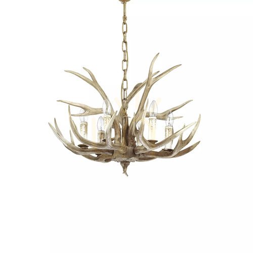 Check Pendant Light Ideal Lux Chalet SP6 Beige 6-Light Resin 67 cm 115498