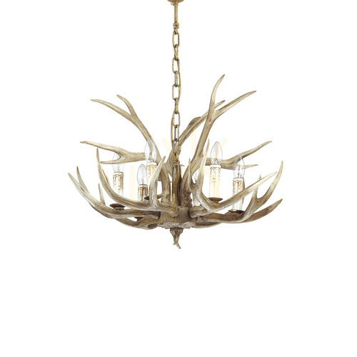 Check Pendant Light Ideal Lux Chalet SP6 Beige 6-Light Resin 67 cm 115498