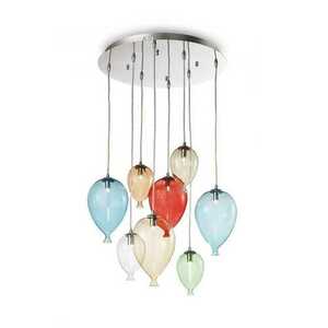 Pendant Light Ideal Lux Clown SP8 Color Multicolour Glass Chrome 50 cm 100944 small 0