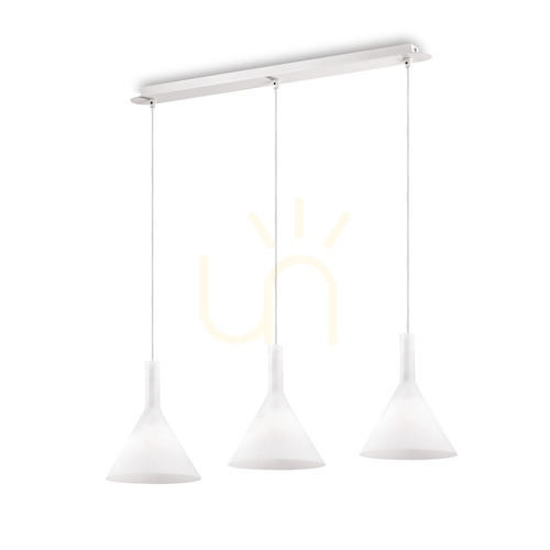 Check Pendant Light Ideallux Cocktail SP3 Bianco White Glass 82 cm 074245