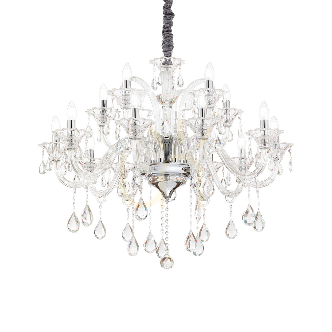 Pendelleuchte Ideallux Colossal 114170 15-flammig Chrom Kristall Glas Ø95 cm