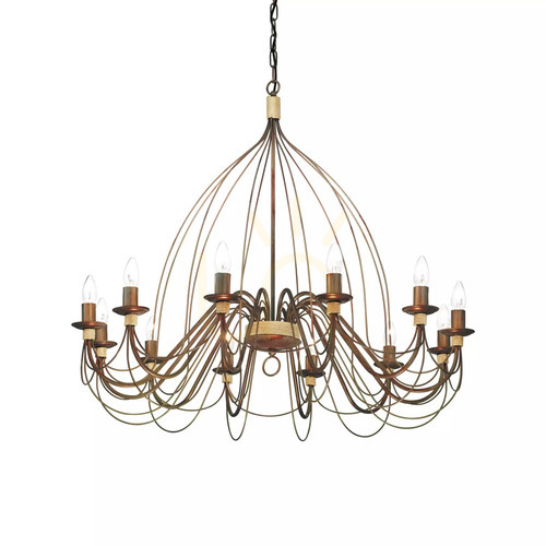 Check Pendant Light Ideal Lux Corte SP12 Rust 12-Light Metal 95 cm 097671