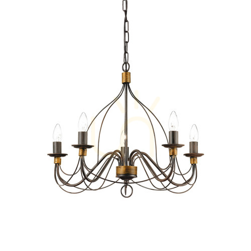 Check Pendant Light Ideal Lux Corte SP5 Rust 5-Light Metal 64 cm 057187