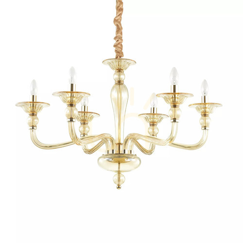 Check Pendant Light Ideallux Danieli SP6 Ambra Amber Glass 85 cm 159942