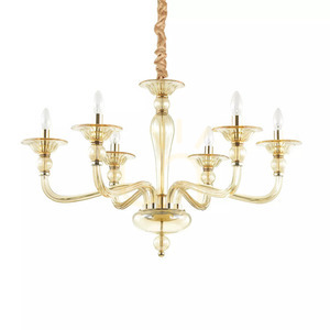 Pendant Light Ideallux Danieli SP6 Ambra Amber Glass 85 cm 159942 small 1