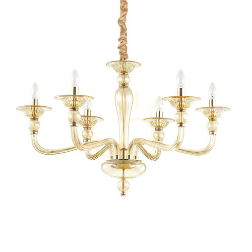Check Pendant Light Ideallux Danieli SP6 Ambra Amber Glass 85 cm 159942