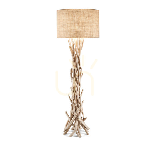 Check Standing Lamp Ideallux Driftwood PT1 Wood Fabric 55 cm 148939