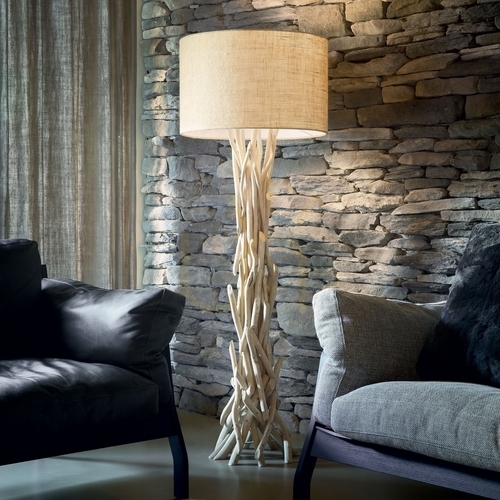 Check Standing Lamp Ideallux Driftwood Wood 3-Light 156 cm 180946