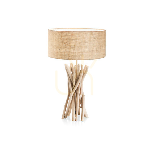 Check Table Lamp Ideallux Driftwood TL1 Wood Fabric 40 cm 129570