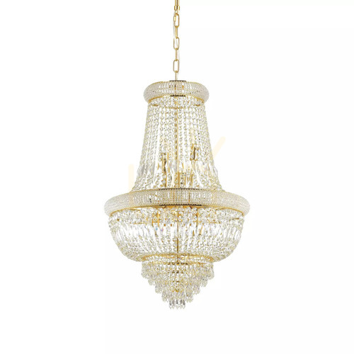 Check Pendant Light Ideal Lux Dubai SP10 Brass Crystal 52 cm 207216