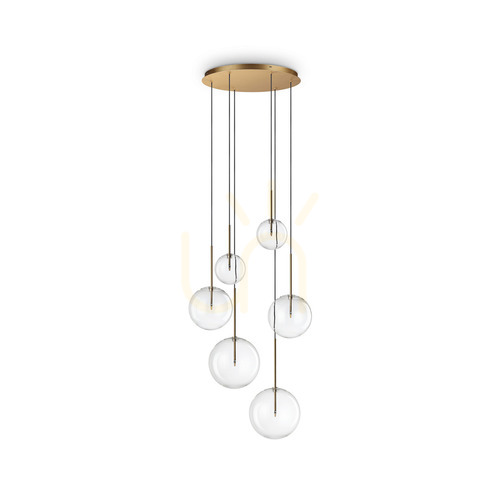 Check Pendant Light Ideal Lux Equinoxe SP6 Brass Glass 65 cm 317243
