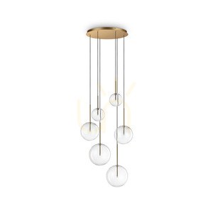 Pendant Light Ideal Lux Equinoxe SP6 Brass Glass 65 cm 317243 small 0