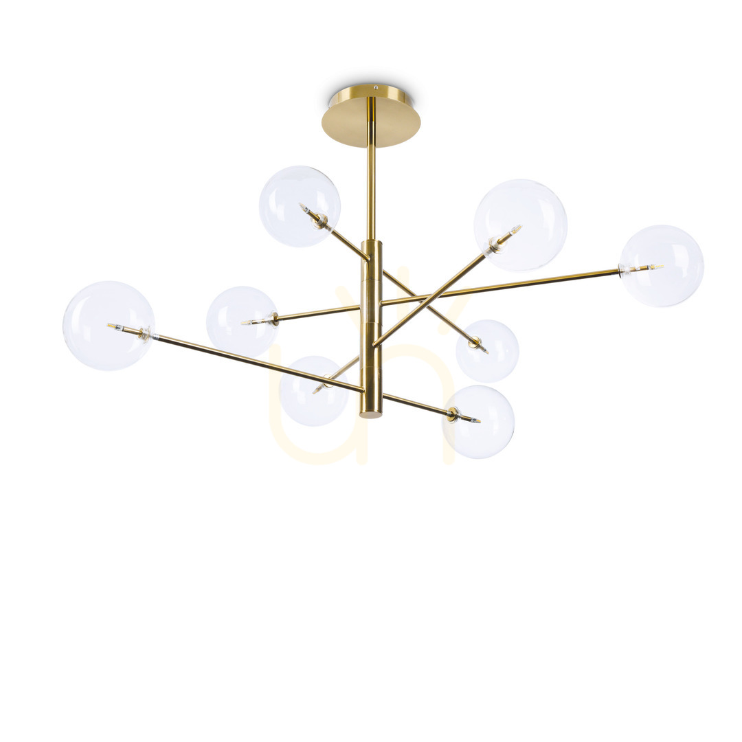 Pendelleuchte Ideallux Equinoxe SP8 Messing 8-flammig Glas Metall 275215