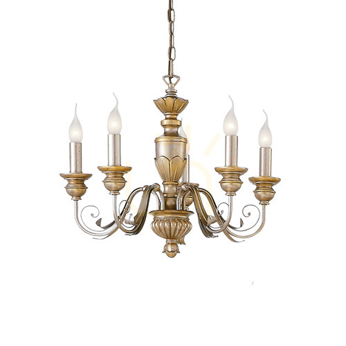 Check Pendant Light Ideallux Firenze SP5 Oro Gold 5-Light 55 cm 020822
