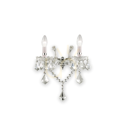 Check Wall Light Ideallux Florian AP2 Chrome Crystal Glass 2xE14 035642