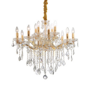 Pendant Light Ideallux Florian SP12 Oro Gold Crystal Glass 72 cm 035611 small 0