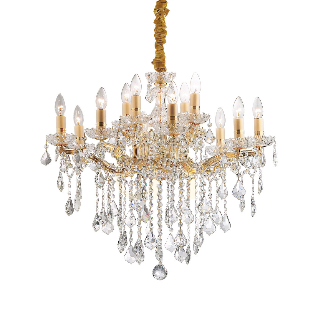 Pendelleuchte Ideallux Florian SP12 Oro Gold Kristall Messing 12-flammig 035611